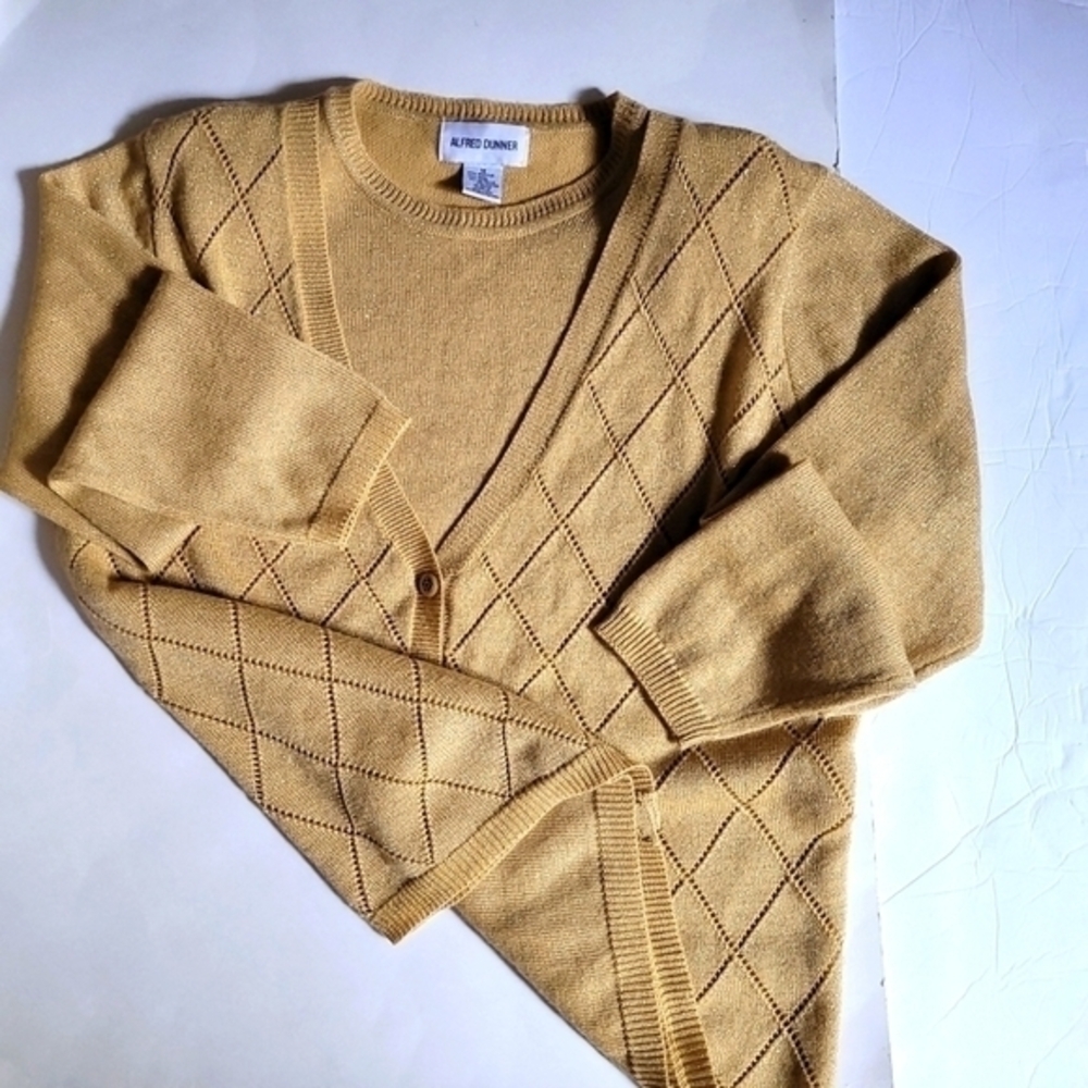 Alfred Dunner Men's Beige Cardigan Sweater